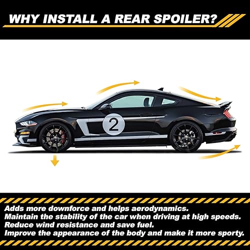 Miniatura 2 de PSLER Alerón estilo GT para Mustang Coupe 2DR, GT500 GT350 estilo 2015-2022, alerón trasero de automóvil estilo GT estilo deportivo tapa de maletero