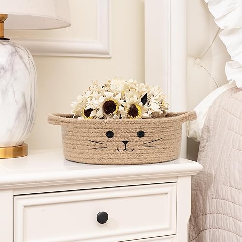 Miniatura 7 de Cesta de almacenamiento pequeña, bonita cesta para juguetes, cesta de juguetes para perros, canasta tejida para organizar, cesta de yute para