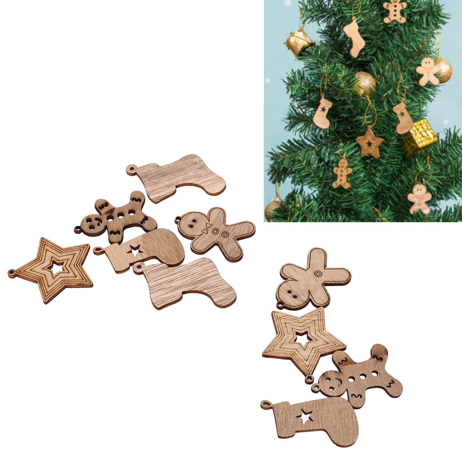 Ornamenti Natalizi in Legno, 10 Pezzi Decorazioni Albero di Natale, Ciondolo da Appendere per Albero, Decorazioni Natalizie, Fai da Te