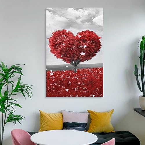 Miniatura 6 de Arte de pared romántico de amor rojo impresión artística de árbol de amor rojo para pared de baño arte decorativo para el día de San Valentín