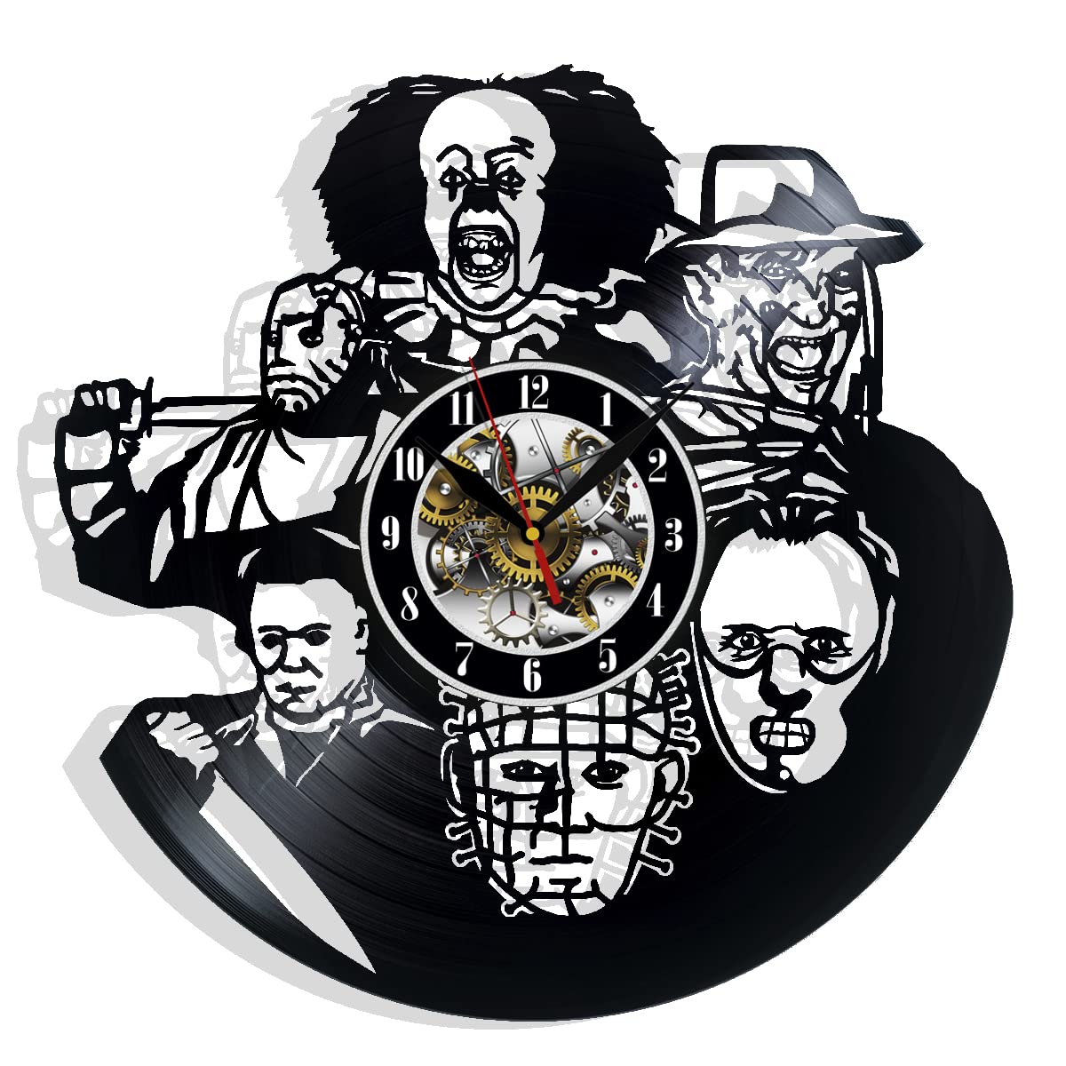 Spooky and Stylish Halloween Horror Movie Vinyl Record Wall Clock - Perfect Addition to Your Haunted Decor - Unique Gift Idea for Horror Fans