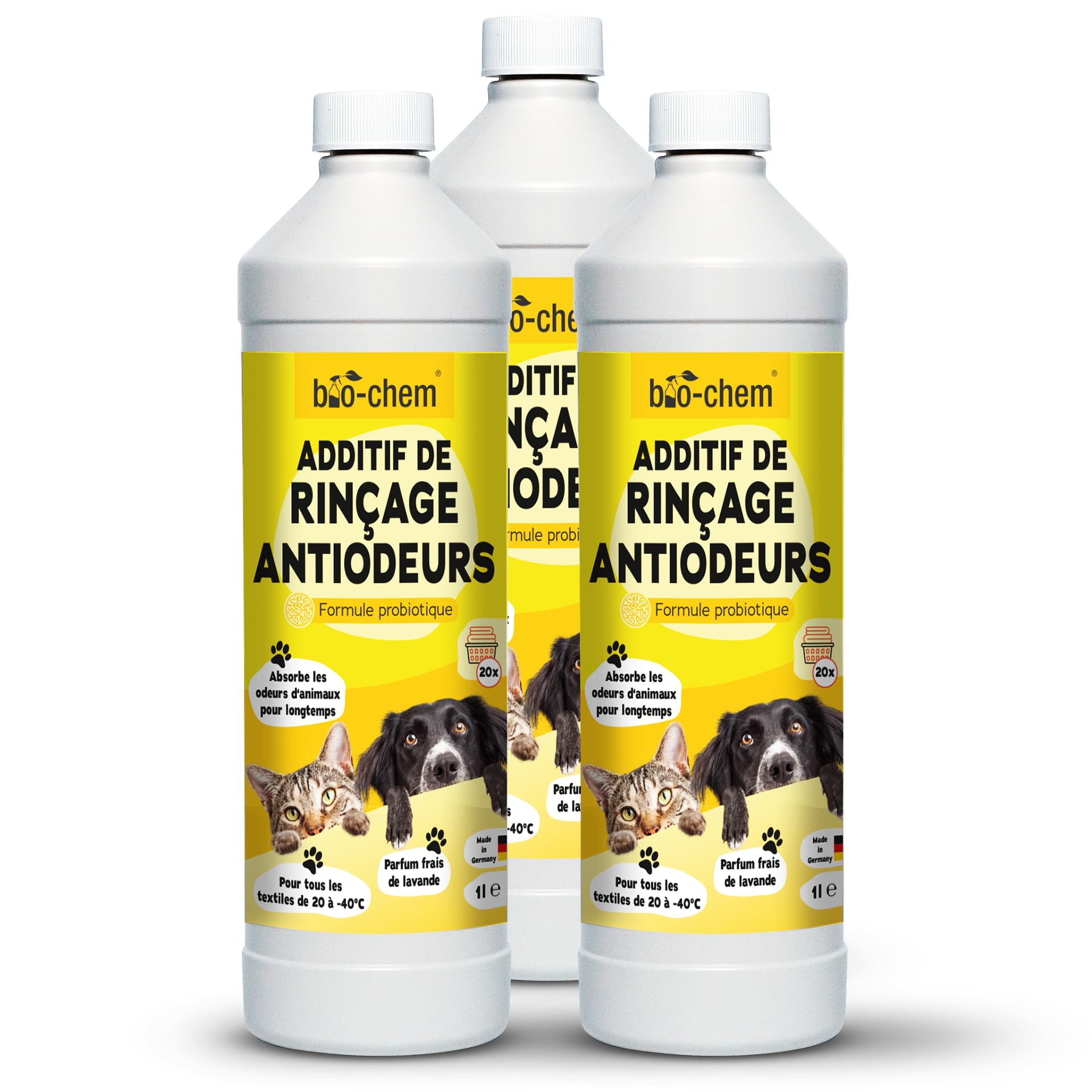 bio-chem Adoucissant anti-odeurs pour linge 3L | Assainit et rafraîchit les textiles - Additif de rincage compatible avec toutes les lessives et textiles