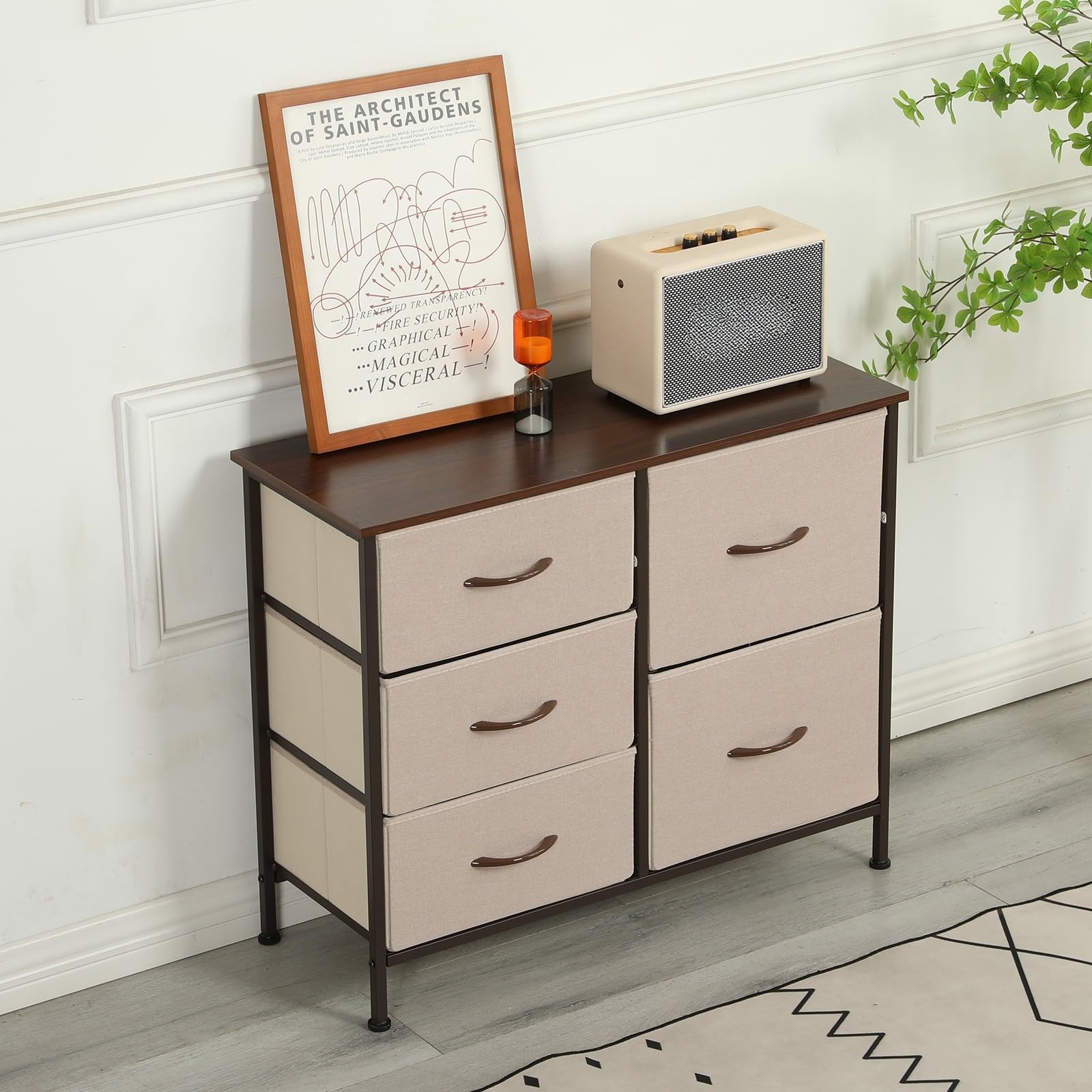 Umi Fabric Chest of Drawers Closet Drawer Organizer for Wardrobe Drawer Storage Organizer Chest of Drawers for Bedroom Living Room Book Toys Storage (CLS-008)