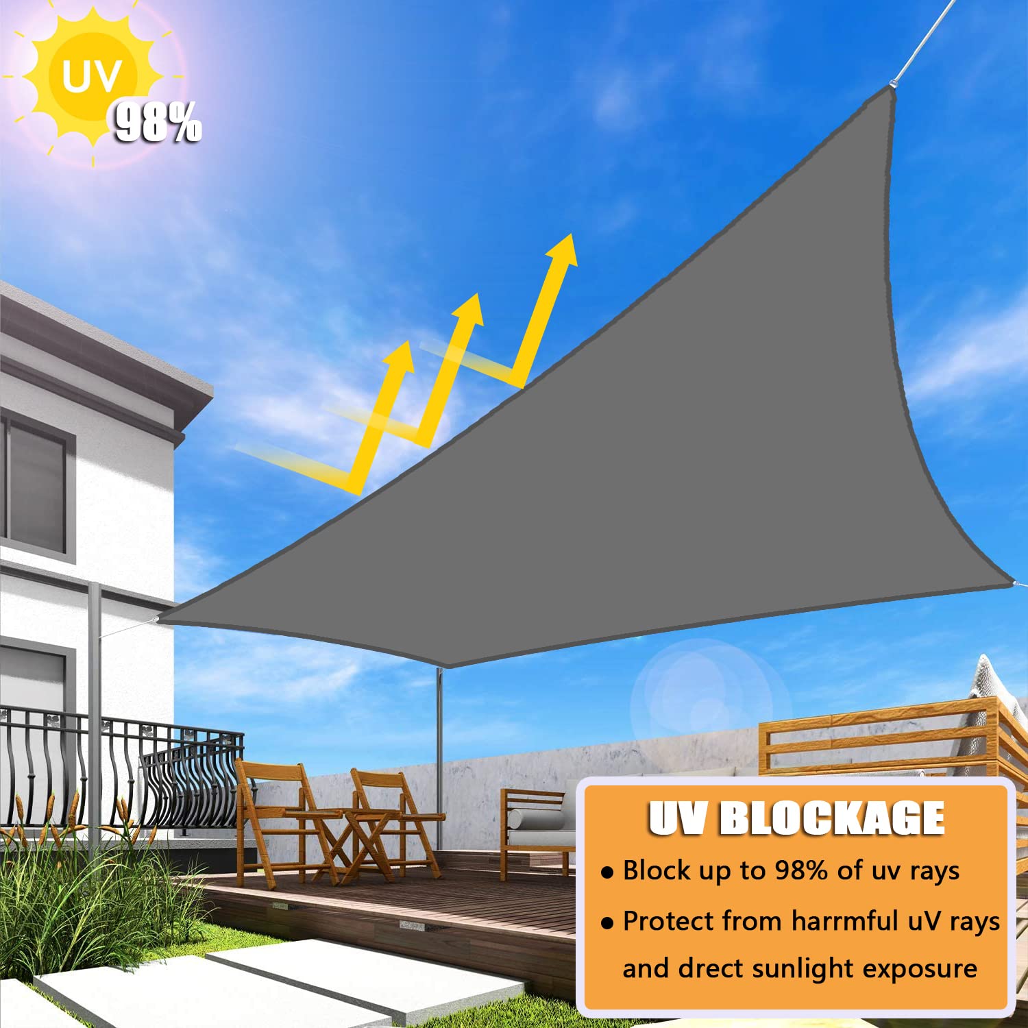 Sonnensegel 6x10m – Wasserdicht, UV-Schutz 98%, Inkl. Befestigungsseile, Farbe Creme