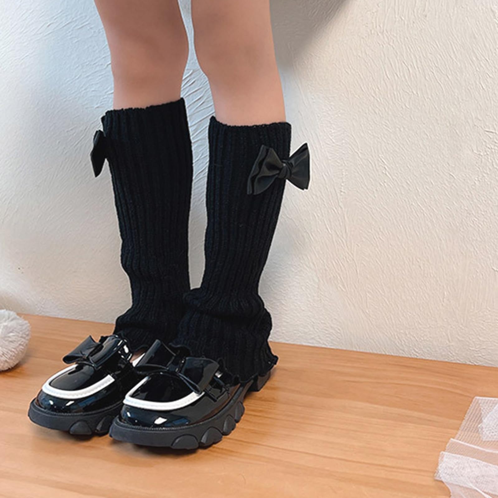 1 paio di scaldamuscoli con fiocco per bambini lavorati a maglia calzini alla moda allentati maniche per gambe alla moda per uso quotidiano bambini sciolti