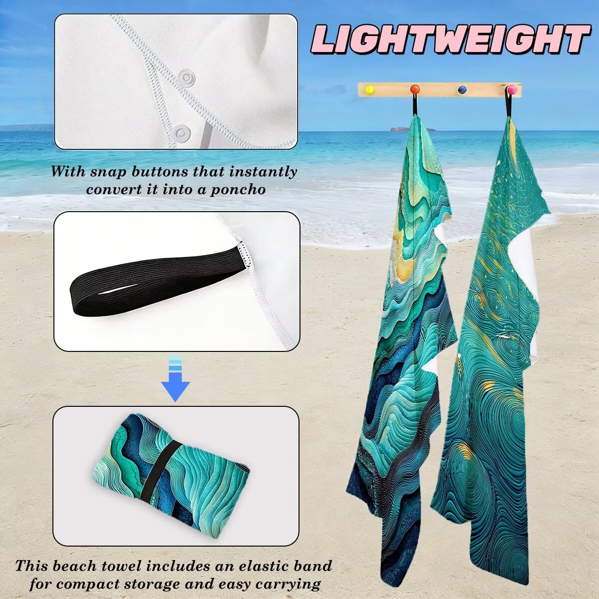 Serviette de Plage Microfibre, Lot de 2 Serviette de Bain Grande Taille 100x220 cm, Séchage Rapide Drap de Bain Abstrait, Anti Sable Serviettes de Plage, Serviettes Microfibre Sport pour Travel -4160