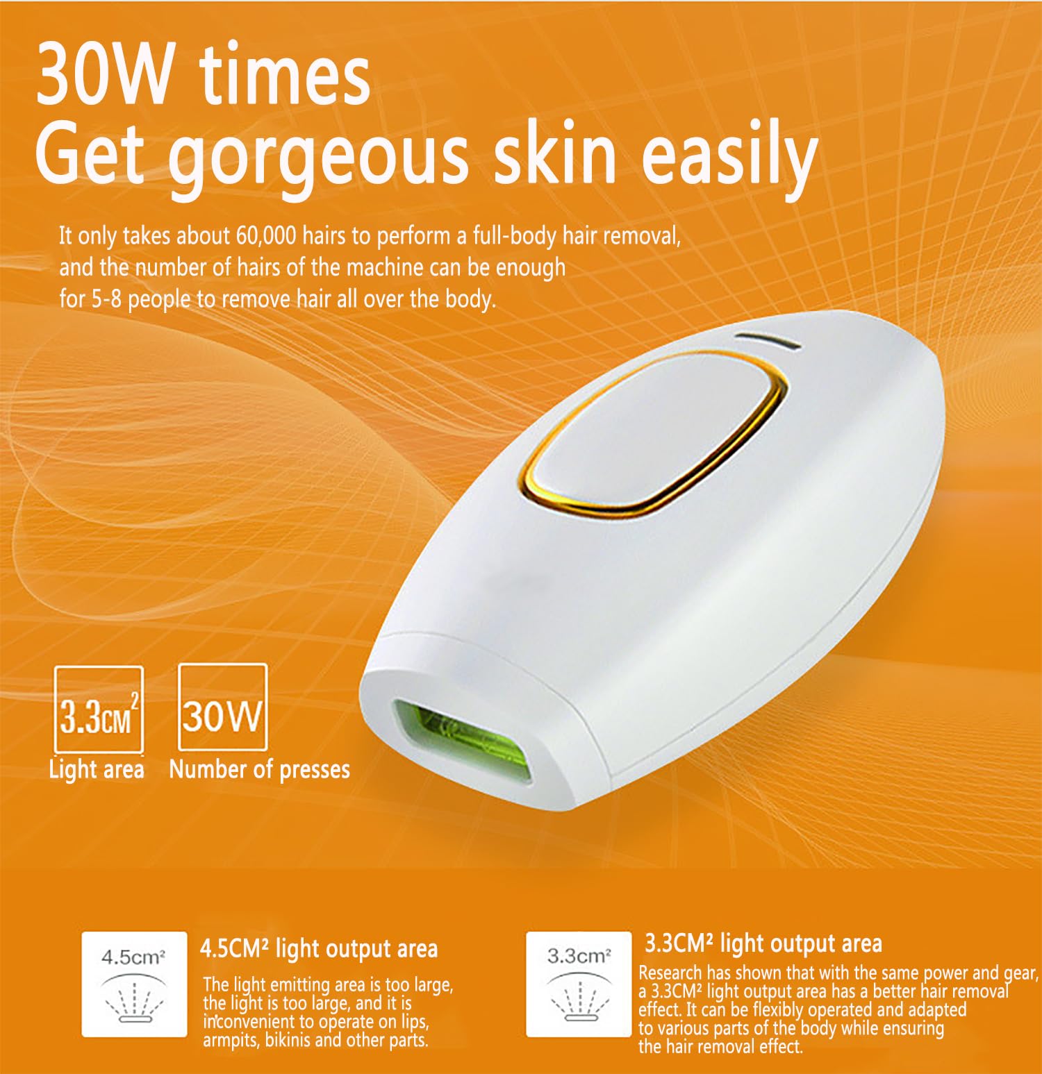 Dispositivo De Depilación De Mano, Equipo De Depilación Automática con 5 Niveles De Intensidad De Luz Depilación Sin Dolor, 0,6 Segundos De Luz Automática + Luz Manual para Facial, Cuerpo