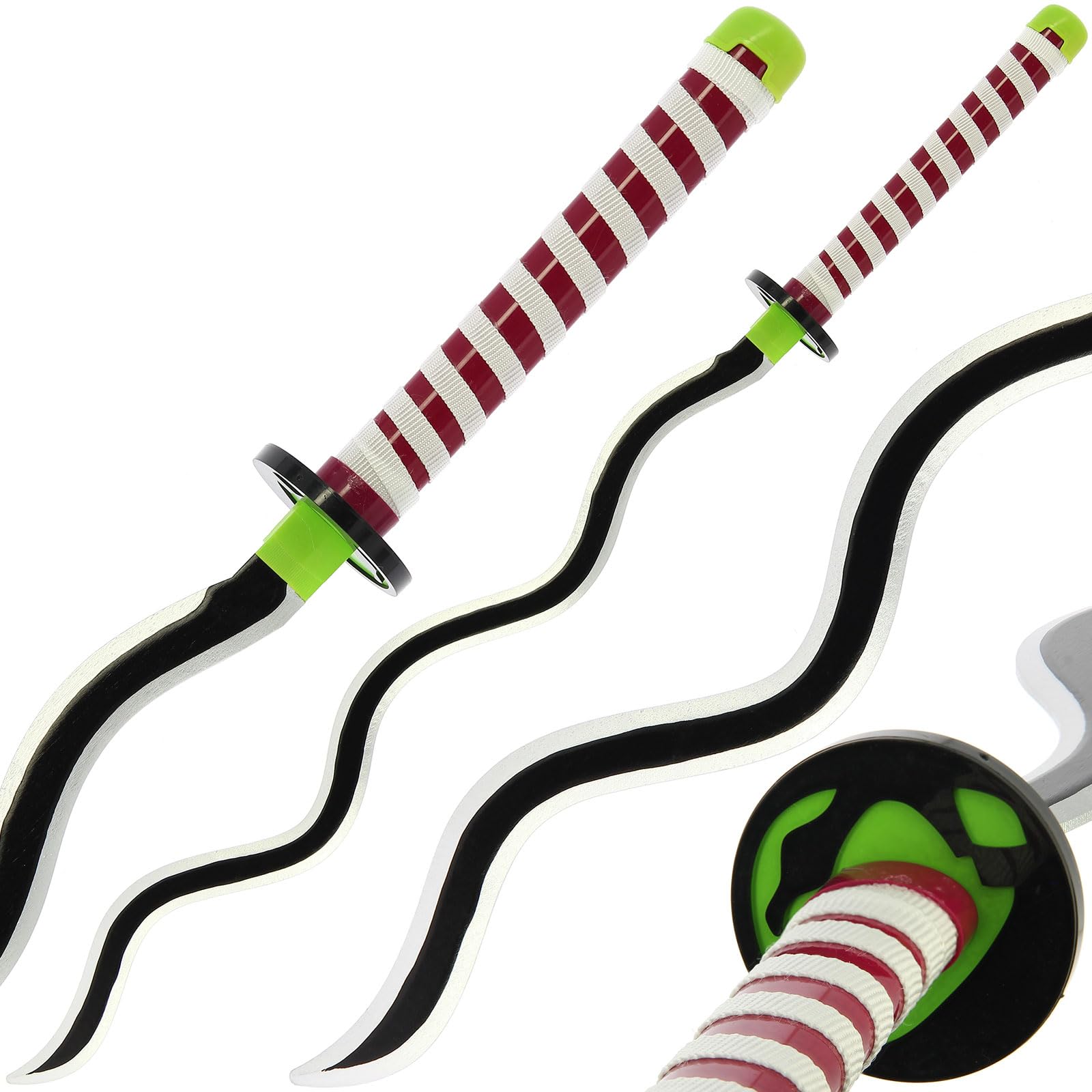 Bamboo Anime Katana Wooden Sword Prop Cosplay Katana Toy with Sheath 100cm (Iguro - Green)