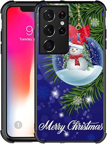 Funda compatible con Samsung Galaxy S22 Ultra, diseño de patrón increíble de Feliz Navidad, a prueba de golpes, antiarañazos, carcasa trasera de