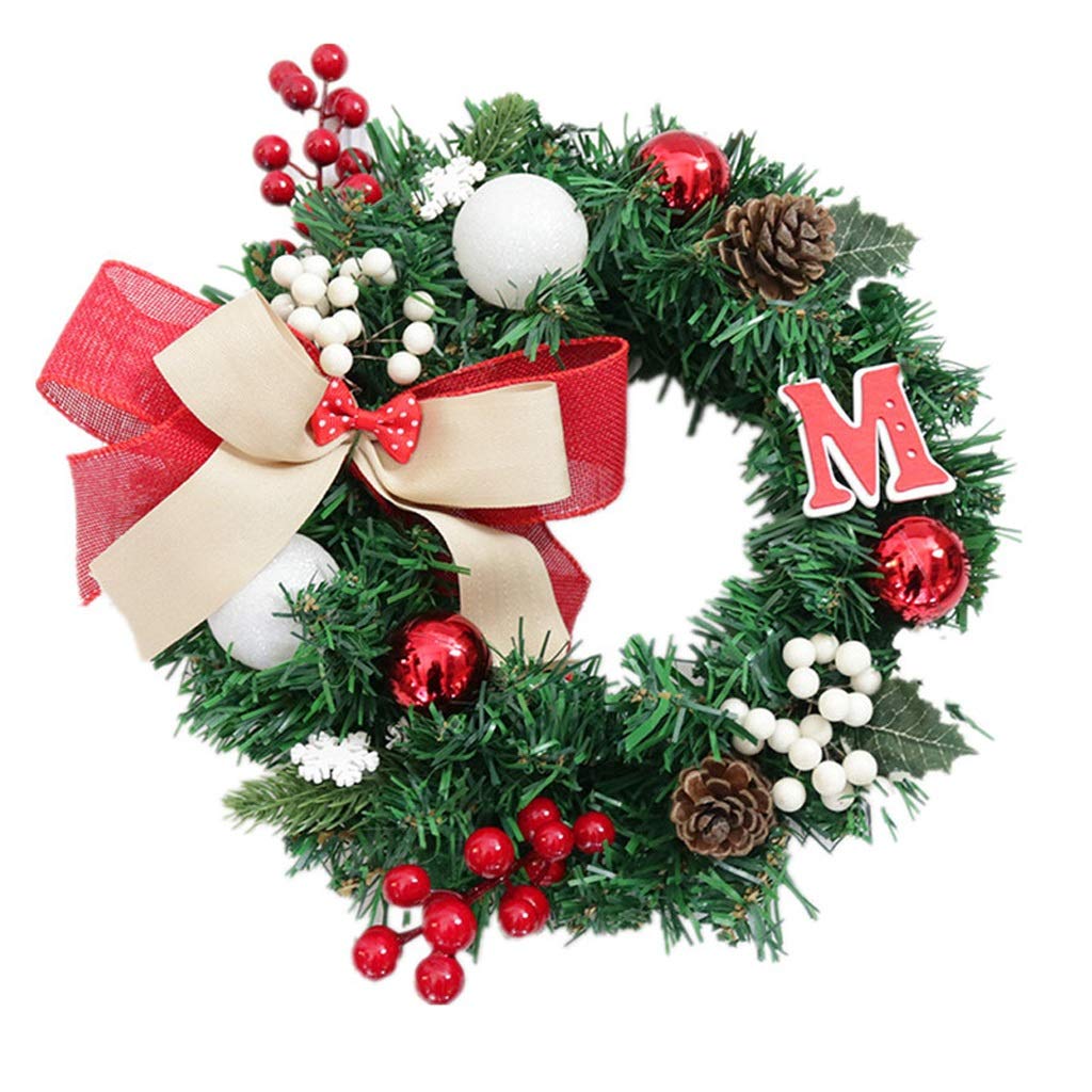 Couronne de Noël rouge 30cm pour porte et décoration murale