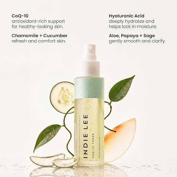 Indie Lee CoQ-10 Face Toner - Refreshing, Hydrating Mist for All Skin Typed - Hyaluronic Acid, Aloe + Chamomile - Alcohol + Essential Oil-Free Facial Toner (125ml)