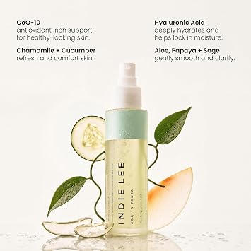 Indie Lee CoQ-10 Face Toner - Refreshing, Hydrating Mist for All Skin Typed - Hyaluronic Acid, Aloe + Chamomile - Alcohol + Essential Oil-Free Facial Toner (125ml)