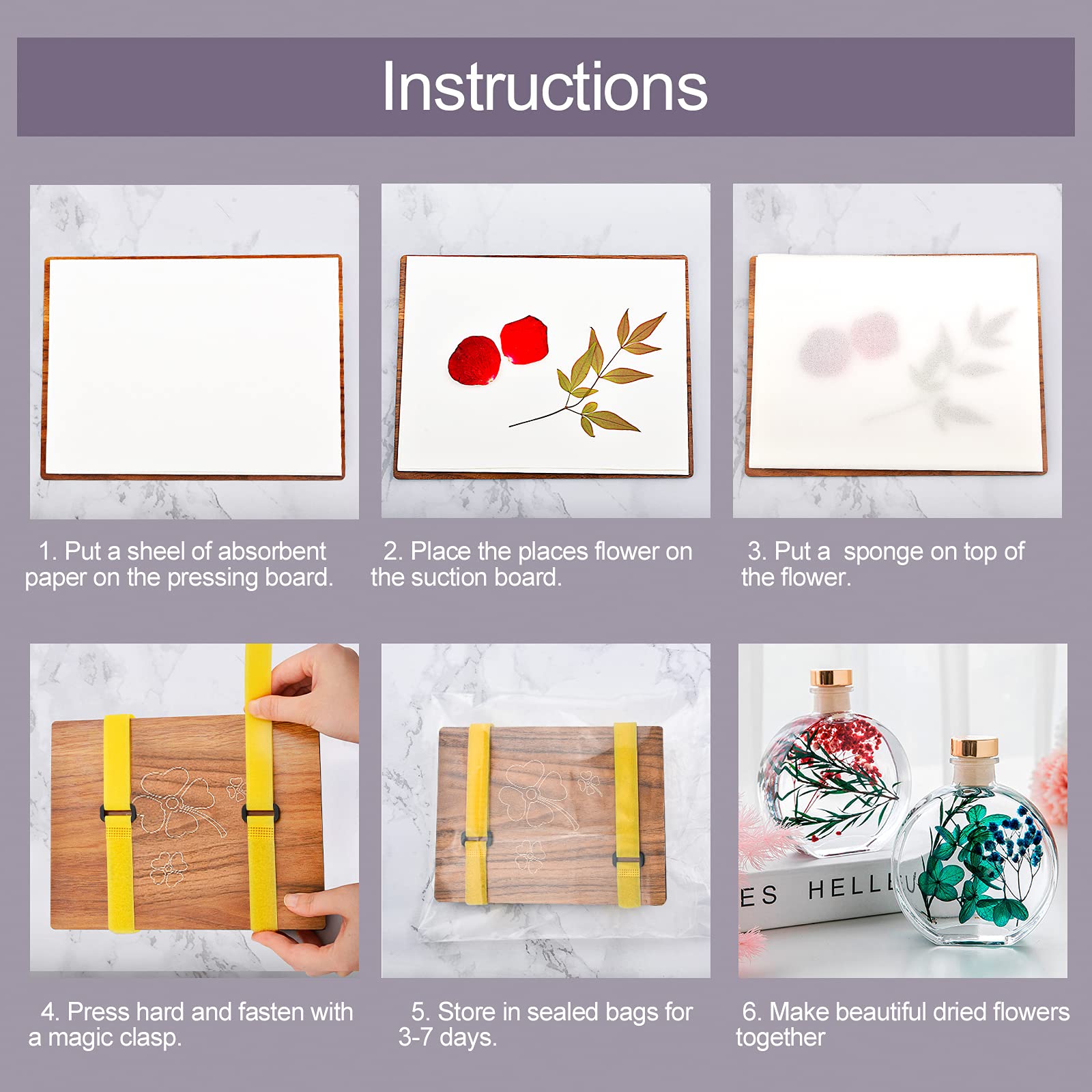 Kit Pressa Fiori WANDIC - Per Essicazione Piante, Legno, Carta Assorbente, Ideale Per Artigianato