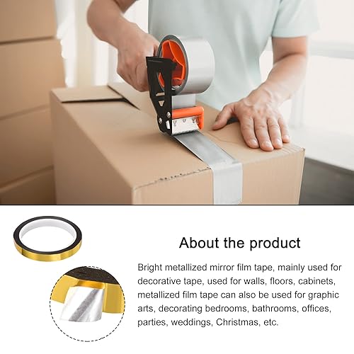Miniatura 3 de Rebower Cinta de película de poliéster metalizada para decoración de espejo Washi, para detallar paredes de acento arte gráfico - 12 pulgada, 164