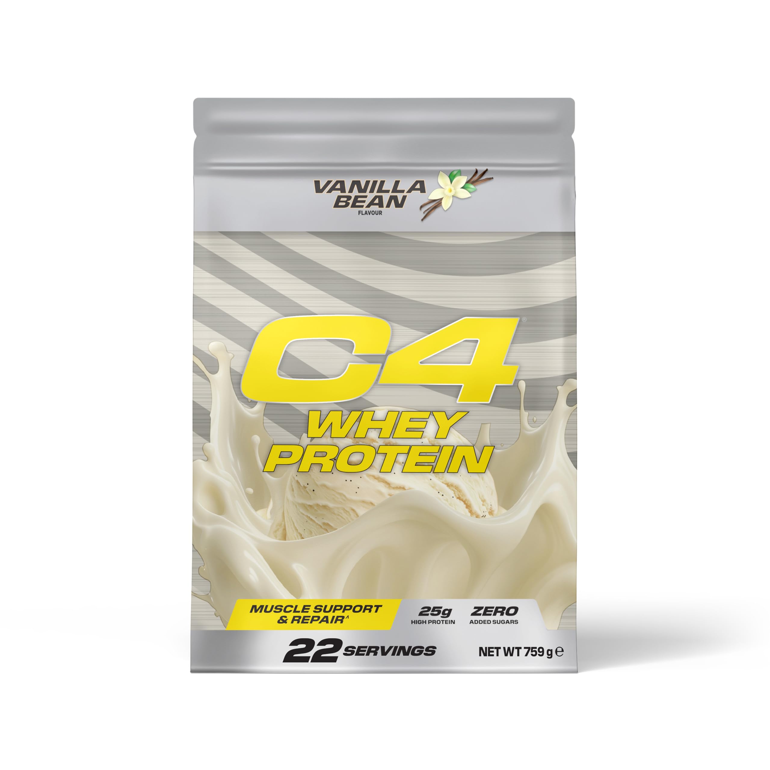 Cellucor C4 Whey Protein Powder, Vanilla Bean, 25g Protein, Low Sugar, Post-Workout Recovery, 22 Servings