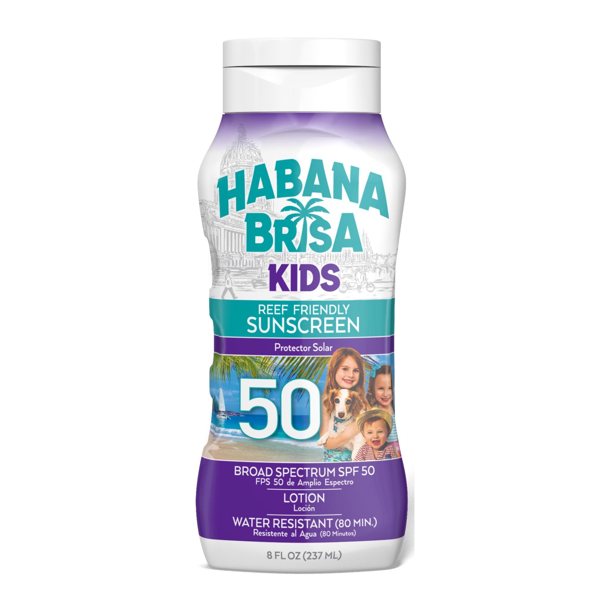 Habana Brisa Reef Friendly Kids Sunscreen Lotion SPF 50, UVA/UVB Protection, HAWAII ACT 104 COMPLIANT, NON GMO & Vegan, No Oxybenzone & No Octinoxate,