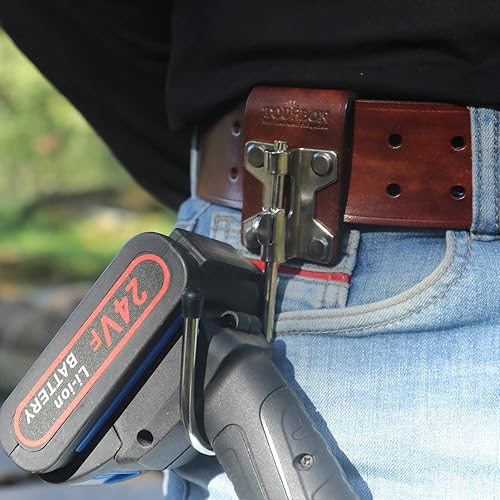 Miniatura 6 de TOURBON Soporte para herramientas de cuero, gancho inalámbrico para taladro, ganchos giratorios para cinturón de 2 pulgadas (paquete de 2 piezas)