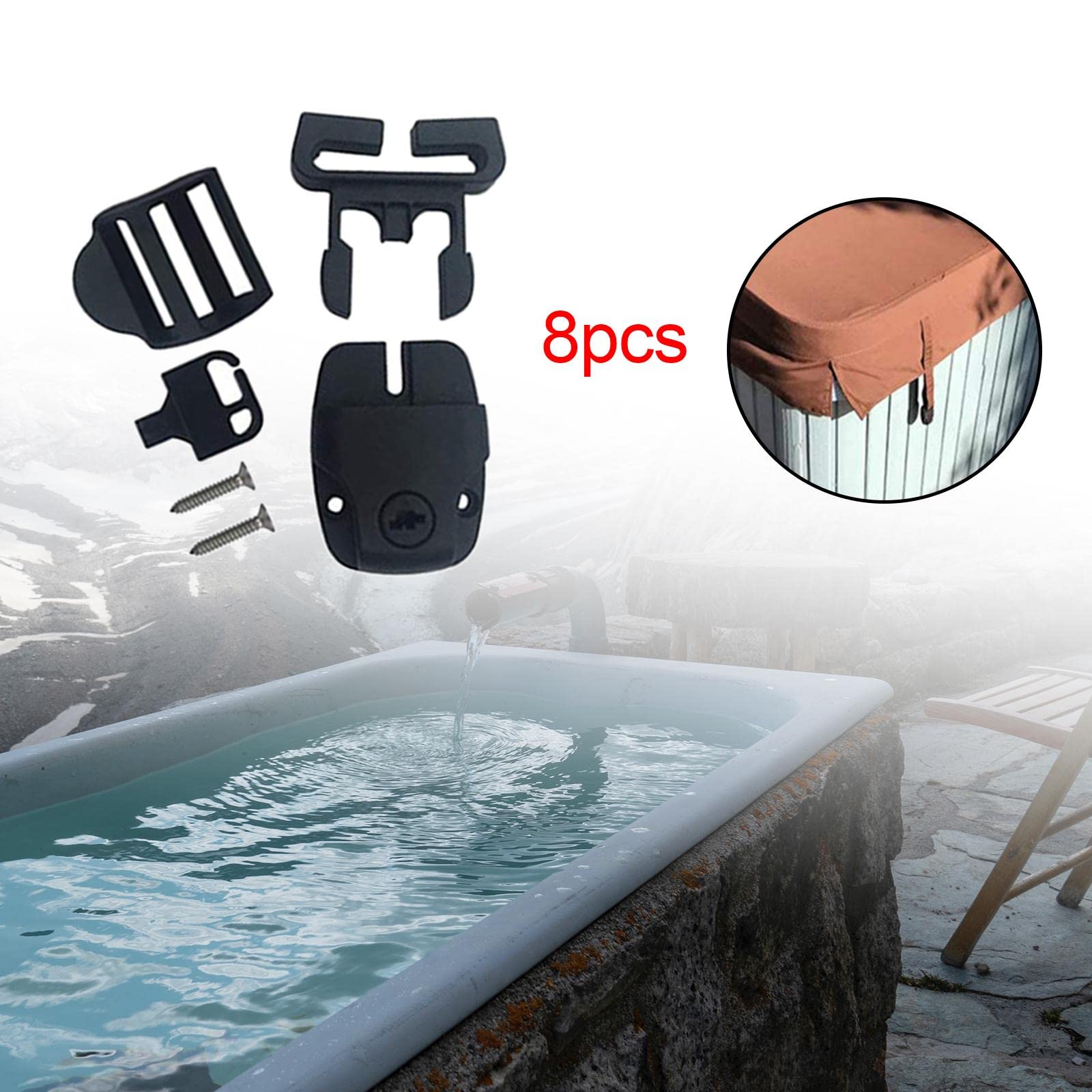 Harilla Hochwertige Spa Abdeckungsbefestigungen mit Verriegelungsmechanismus Und Montagesatz, 4 Stück