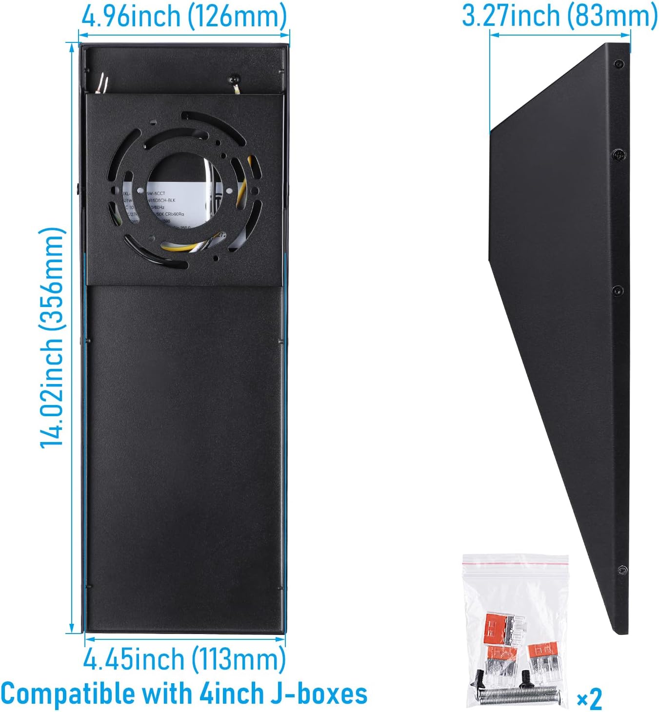 LEONLITE 5CCT Dimmable LED Modern Outdoor Wall Light, 100-277V, CRI 90+ ETL Listed IP65 Dark Sky Down Light Wall Sconce, 14 Inch 1000LM 10%-100% Dimmable Aluminum Exterior Accent Down Light, Pack of 2