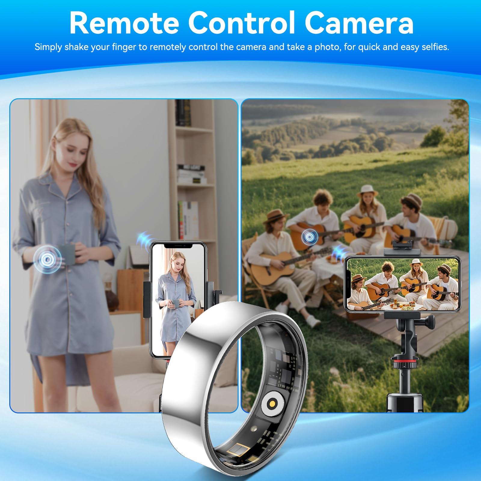 Anillo inteligente de fitness y actividad para hombres y mujeres, seguimiento de la frecuencia cardíaca, estrés, pasos de sueño y oxígeno en sangre, rastreador de fitness impermeable de 10 ATM