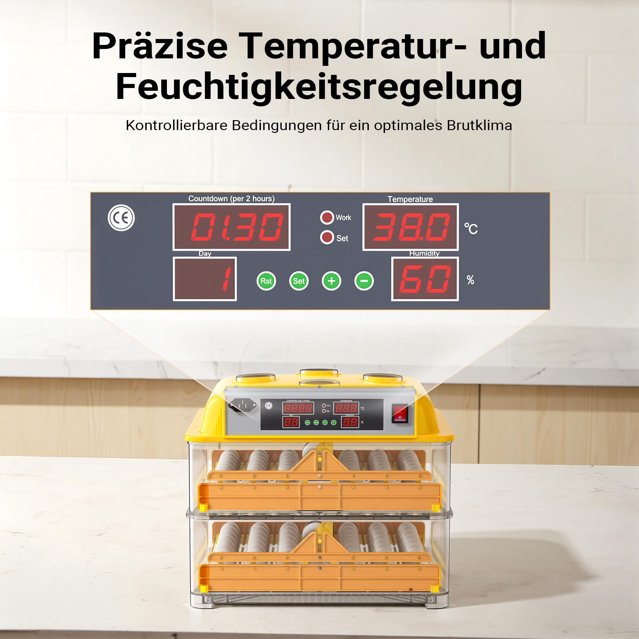 Wiltec Incubatrice automatica per 96 uova, con regolazione temperatura e umidità, Covatrice