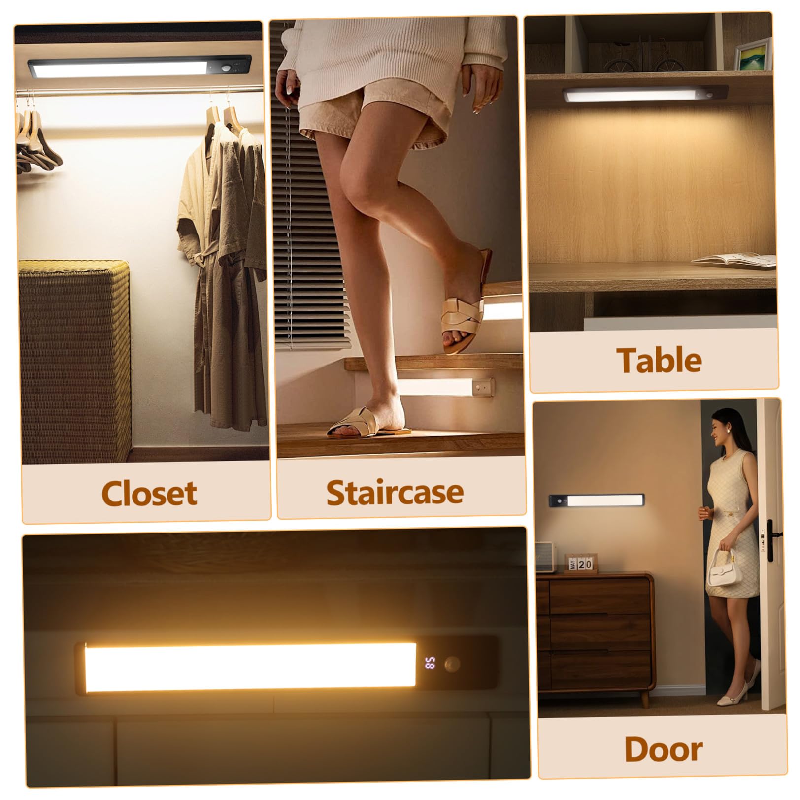 Artibetter 4piezas Luces Led Sensor De Movimiento Para Armarios Cocina Luces Bajo Encimera Alta Intensidad Para Estanterías Pasillos Escaleras