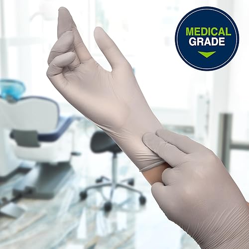 Miniatura 4 de HALYARD Sterling SG - Guantes de examen sin polvo de nitrilo desechables, 3.7 mil, 9.5 pulgadas, gris, mediano, 41659 (caja de 250)