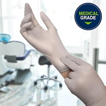HALYARD Sterling SG Nitrile Powder Free Exam Gloves Disposable 3.7 mil, 9.5 Inches, Gray, Medium, 41659 (Box of 250)