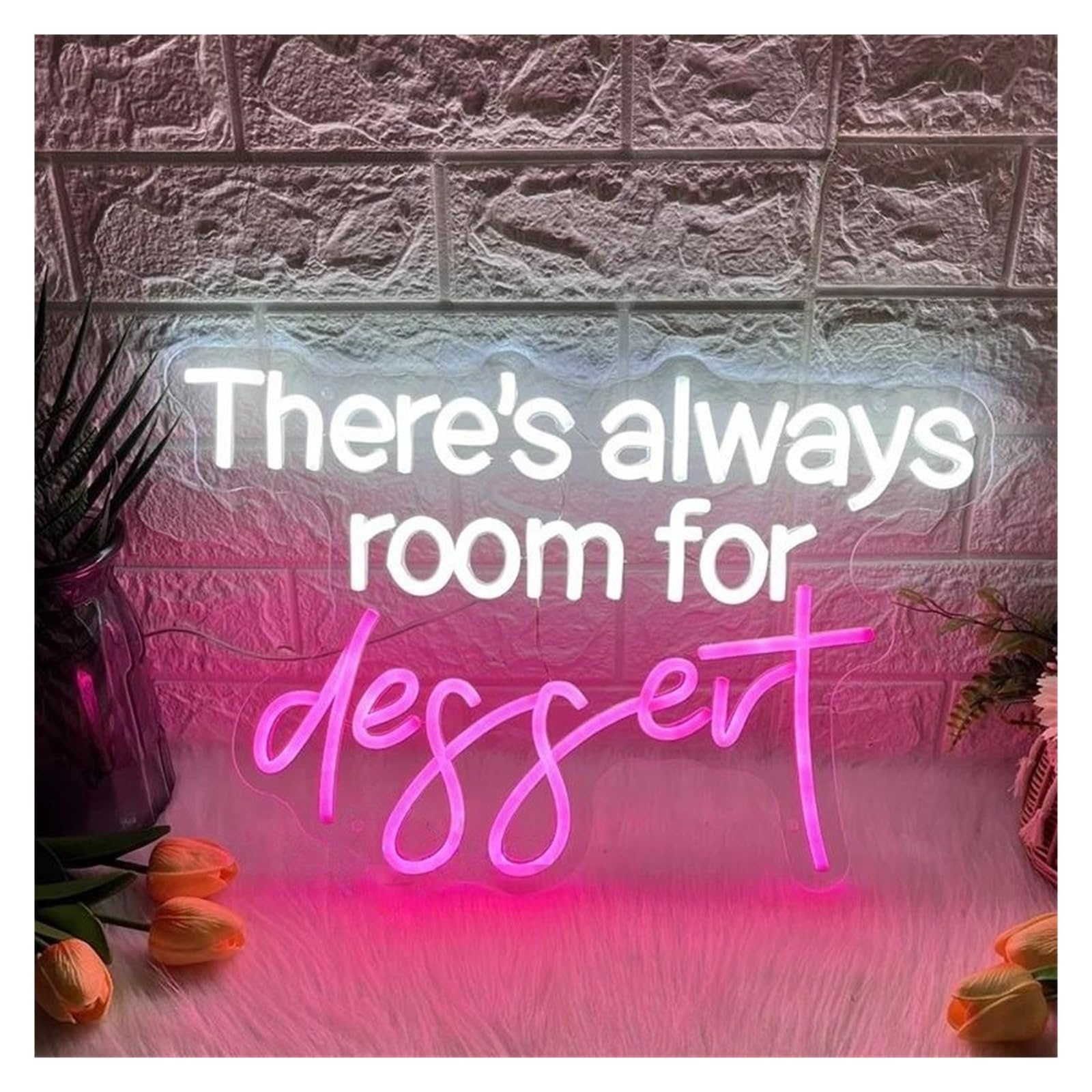 Decoración Lámparas There's Always Room For Dessert Letrero De Neón Luz LED Regulable Para Pastelería Restaurante Postres Café Decoración De Pared 17.72inx12in