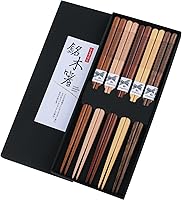 Vista 12 de GLAMFIELDS Palillos reutilizables japoneses de madera natural estilo clásico 5 pares Palillos ligeros tallados a mano seguros 22.5cm/8.8 pulgadas