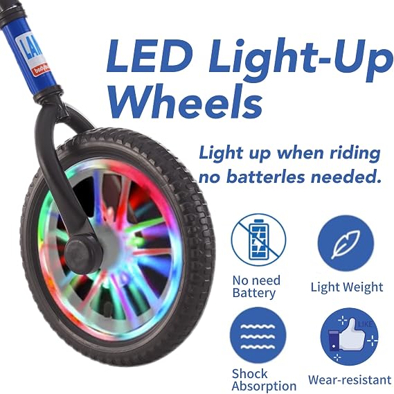 12/14 Kids Bike Kid Balance Bike Toddler Training Bike No Pedal Children Cycles with LED Light up Wheels Adjustable Handlebar Leather Seat Fixed bracket for 2-5 Years old Boys and Girls