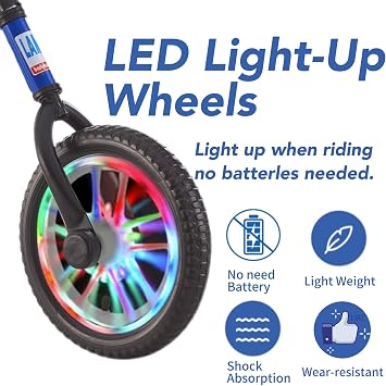 12/14 Kids Bike Kid Balance Bike Toddler Training Bike No Pedal Children Cycles with LED Light up Wheels Adjustable Handlebar Leather Seat Fixed bracket for 2-5 Years old Boys and Girls