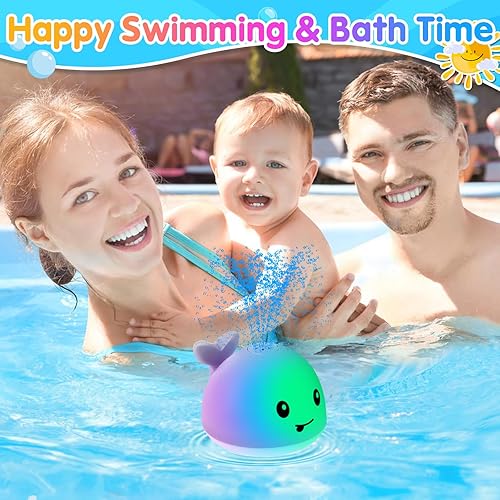 Miniatura 5 de Juguetes de baño de ballena para bebés, juguetes de baño para niños de 1 a 3, 2, 4, 4 a 8, juguete de baño iluminado de ballena de 6 a 12 y 18 a 24