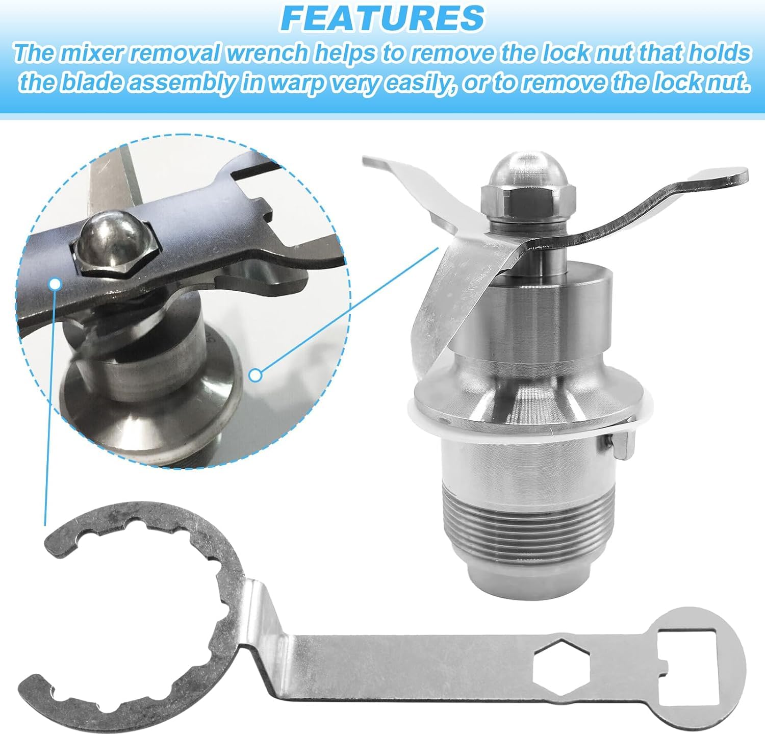 Llave de extracción 002963 y tuerca de bloqueo 012008 para Waring CB6 CB10 CB15
