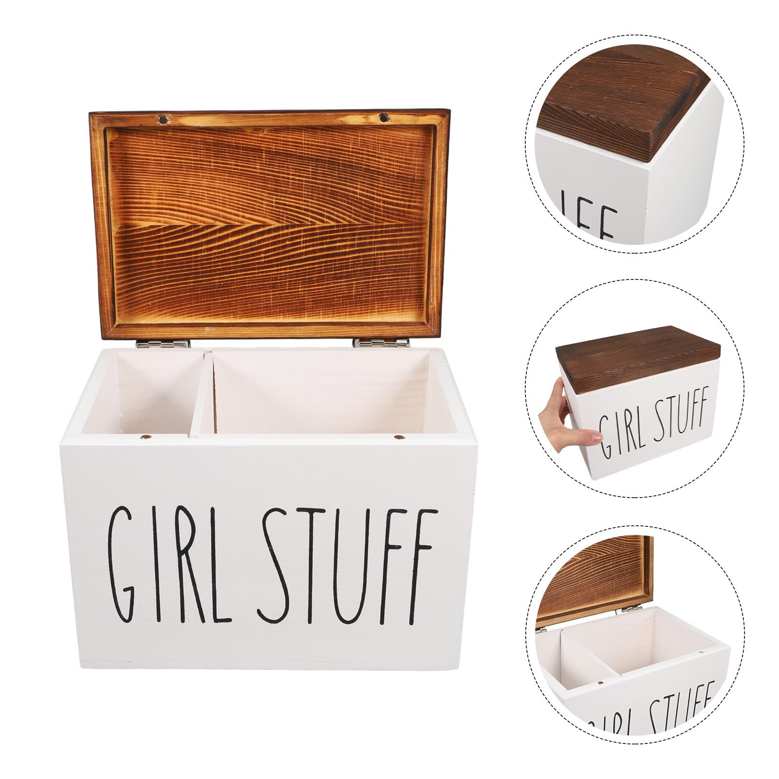 Artibetter Damenhygiene Organizer Holz Aufbewahrungsbox mit Staubschutz und Deckel Große Kapazität für Badezimmer und Schreibtisch Minimalistisches Design für Frauen
