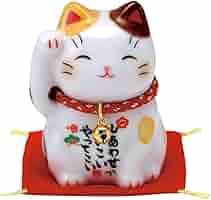 Amazon.co.jp: 薬師窯 彩絵 福 招き猫(茶ぶち) : ホーム＆キッチン