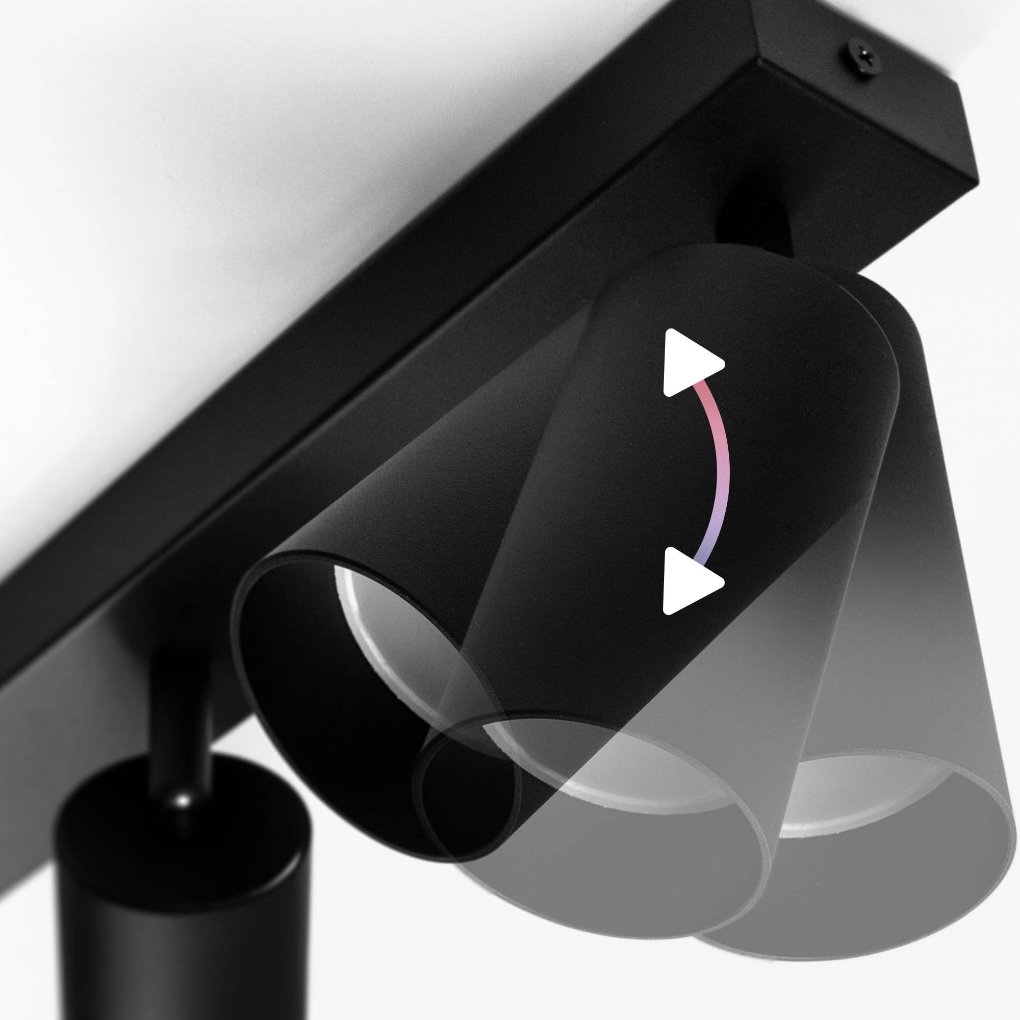 EDO Focos de Techo GU10 con 6 Focos MALGA Negro Orientable, Lampara de Techo Interior Ajustables y Giratorios Moderno, Plafón para Salon, Dormitorio, Cocina, Sin Bombilla
