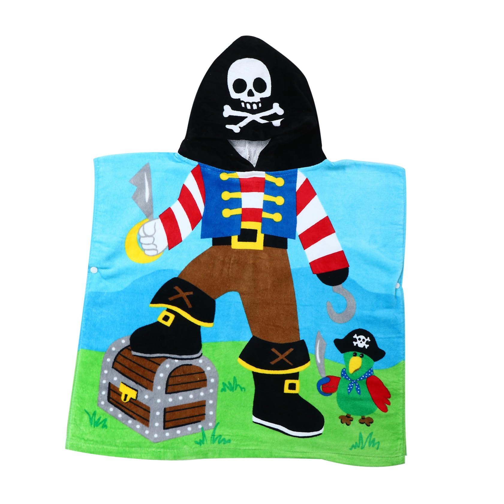 Toalla de Baño Infantil para Mayor Comodidad y Transpirabilidad Capucha Baño de Algodón Absorbente y Diseño de Patrón Pirata