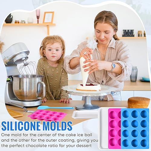 Miniatura 6 de SiliFine Juego de moldes para pasteles de diferentes tamaños, 12 cavidades de chocolate con bandeja, espátula de silicona, bolsa de tuberías, molde