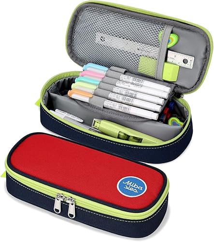 Miniatura 6 de mibasies Estuche para lápices para niños y niñas, estuche para lápices para la escuela (azul naranja)