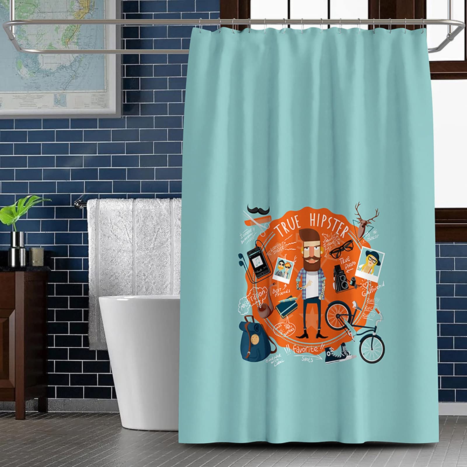 Rideau douche anti moisissure et imperméable 150x200cm motif True Hipster