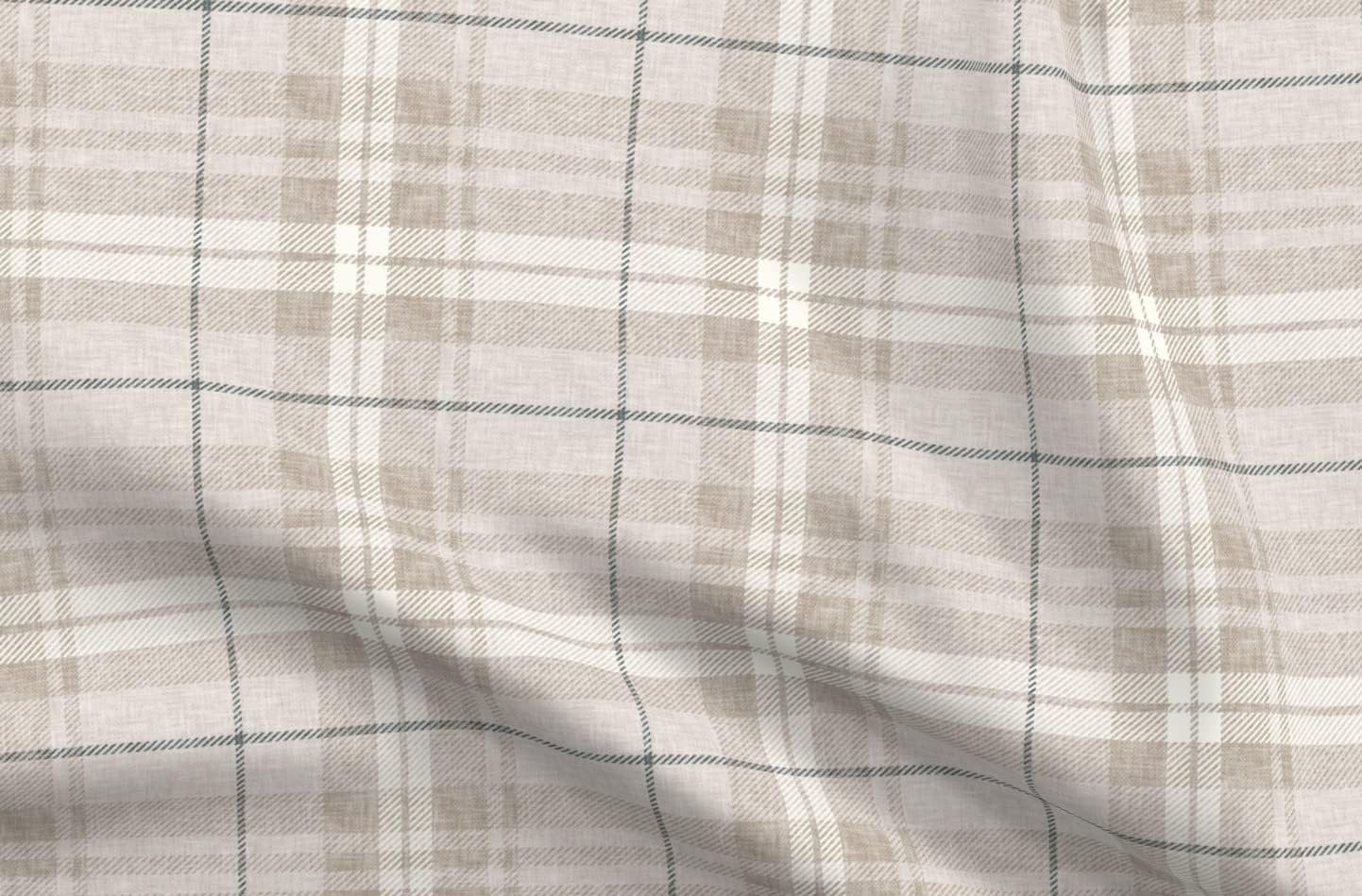 Spoonflower Fabric - Soft Autumn Plaid Tartan Neutral Cool Brown Rustic Masculine Nursery Printed on Petal Signature Cotton Fabric Fat Quarter - Sewing Quilting Apparel Crafts Decor