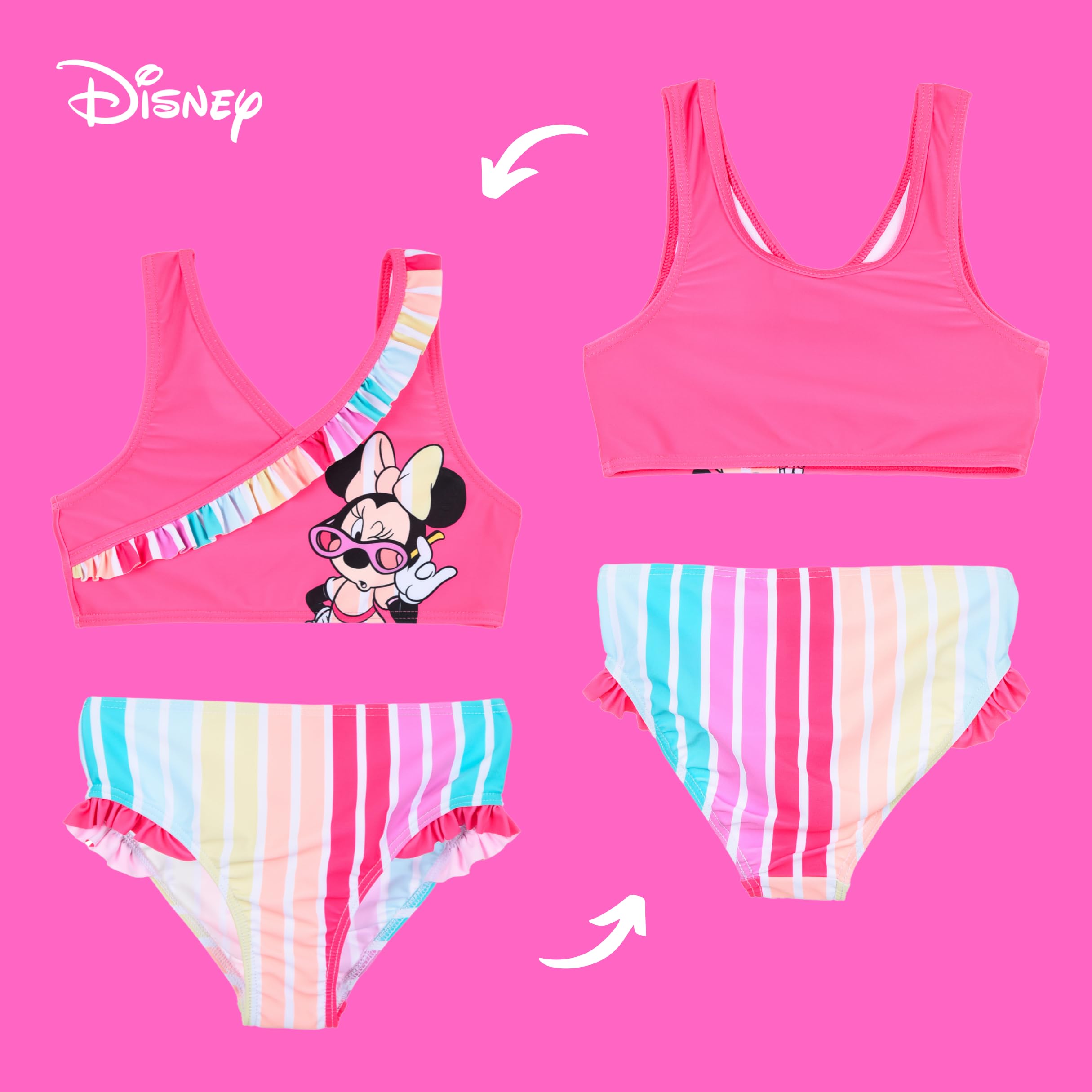 Disney Minnie Mouse Bikini Niña Arcoiris Bañador Dos Piezas Verano Natación Tallas 3-8 Años