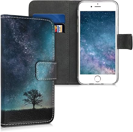 kwmobile Funda para Apple iPhone 6 / 6S - Carcasa de [Cuero sint?tico] con dise?o de ?rbol y Estrellas - Case con [Tarjetero]