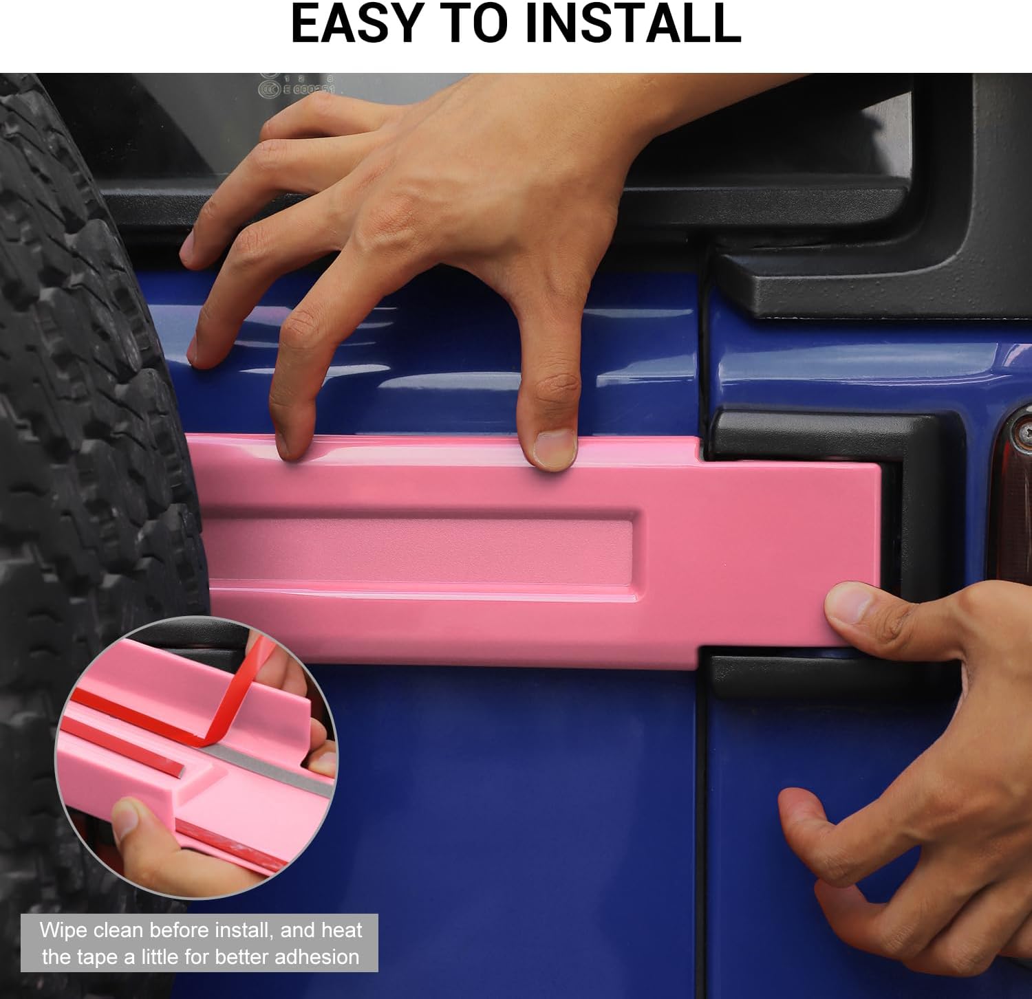 Jimen Compatible with 2007-2018 Jeep Wrangler JK & Unlimited 4 Door, 34PCS Door Hinge & Hood Hinge & Tailgate Hinge Cover Trim (Pink)
