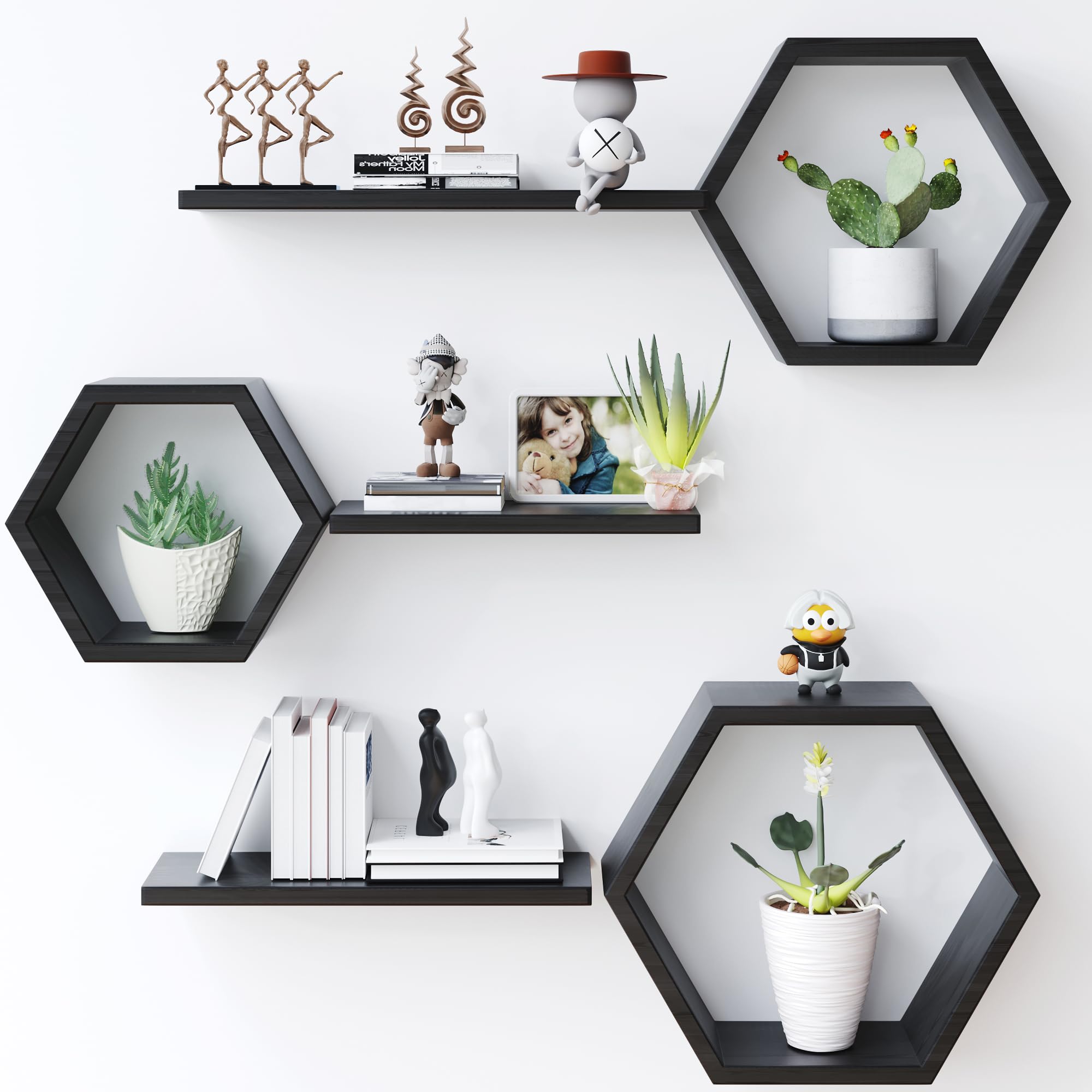 Amazon.com: Wooden Hexagon Floating Shelves Wall Mounted - Set of