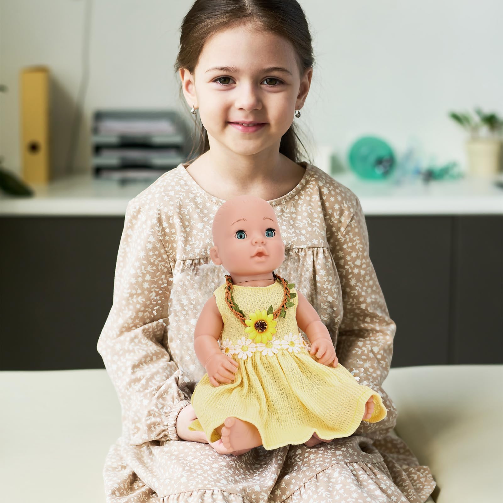 Miunana Kleding overall outfits voor baby poppen, poppenkleding 35-43 cm roze,cadeau voor kinderen, meisjes en jongens
