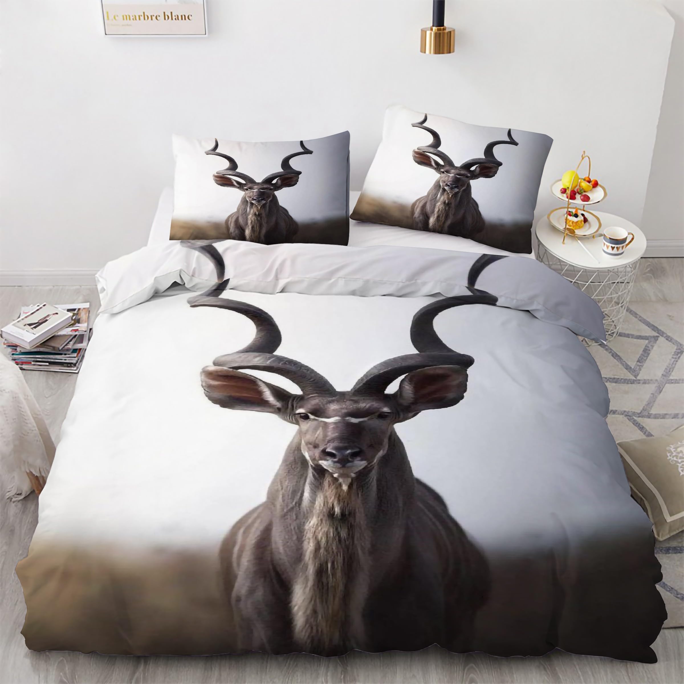 Housse de couette 240x260 en microfibre douce avec fermeture éclair koudou