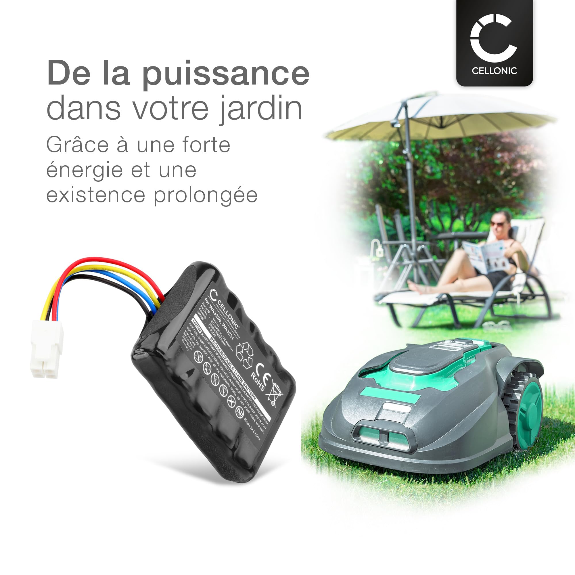 CELLONIC Batterie Compatible avec Worx Landroid S300, S 390m2, 50032492