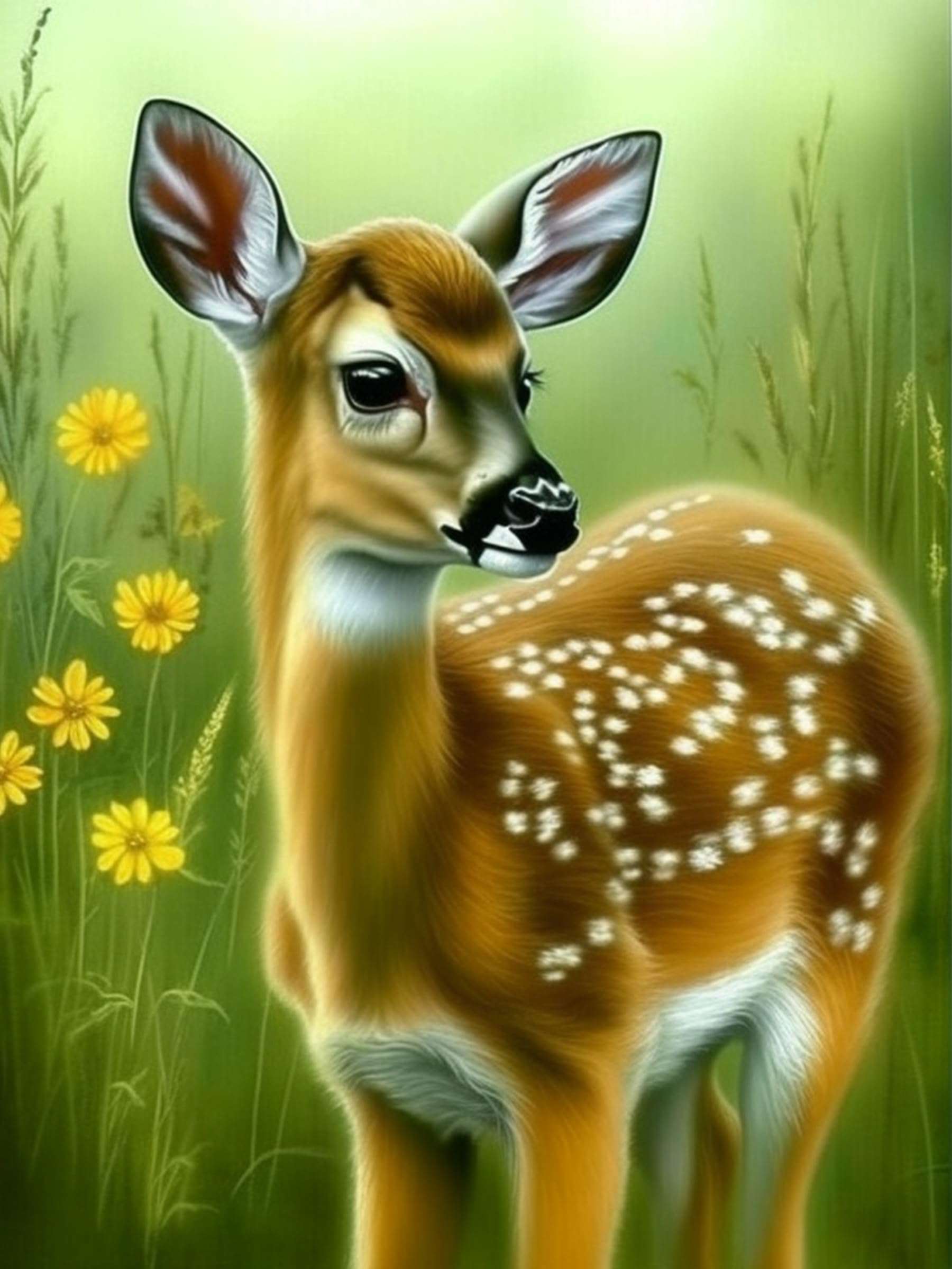 Ginfonr 5D DIY Mosaic Diamond Painting Kits Moose Grass Full Drill, Paint with Diamonds Art Animals Cross Stitch Embroidery Rhinestone Craft for Home Office Wall Decor 12x16 Inch